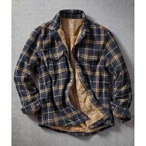 Carbon 2 Cobalt Fleece Lined Flannel Shirt Jacket Brown Medium New With Tags